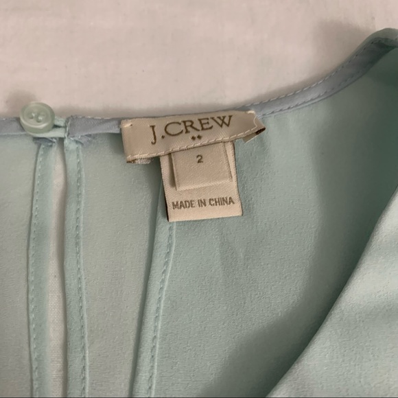 J. Crew—Aqua/Blue/Green Tiered Chiffon Tank Top F3805 with Button Back—Size 2 - Picture 4 of 9